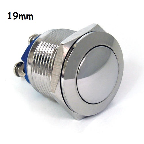 Pulsante Metallico Antivandalo NA 19mm Piatto